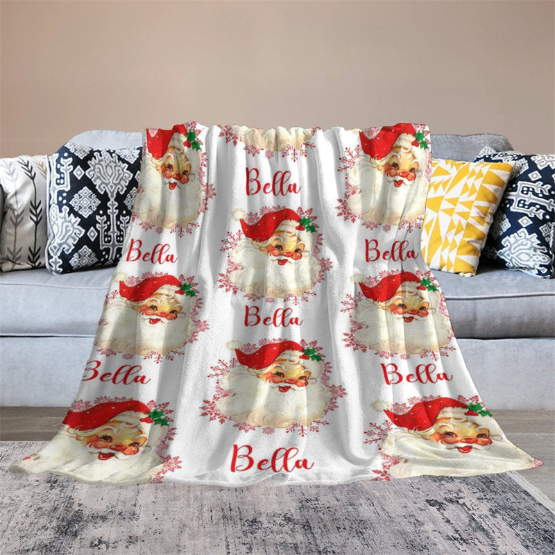 Aperturee - Custom Name Santa Claus Repeat Christmas Blanket