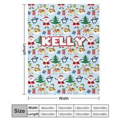 Aperturee - Custom Name Santa Snowman Animals Christmas Blanket