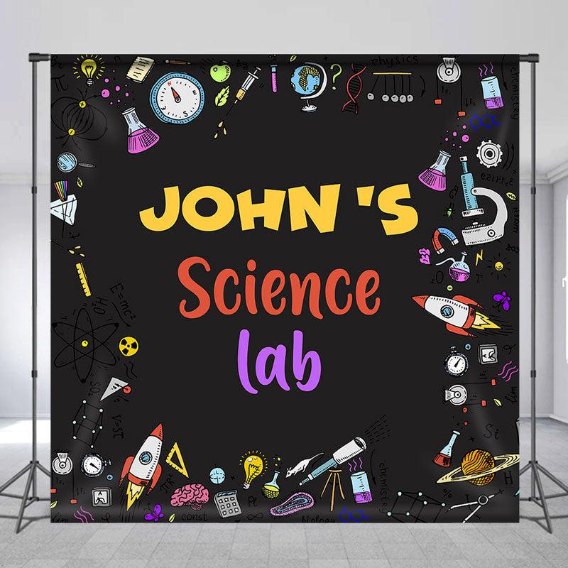 Aperturee - Custom Name Science Theme Birthday Backdrop for Boy