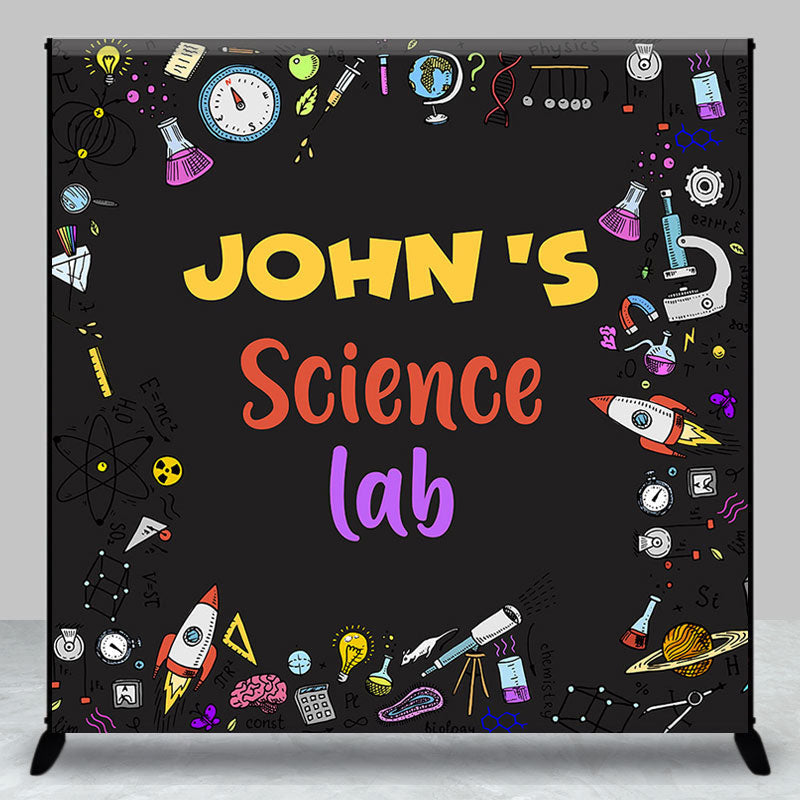 Aperturee - Custom Name Science Theme Birthday Backdrop for Boy