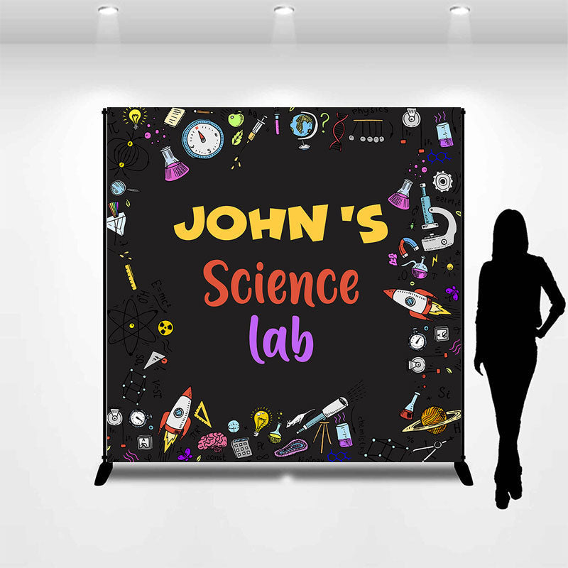 Aperturee - Custom Name Science Theme Birthday Backdrop for Boy