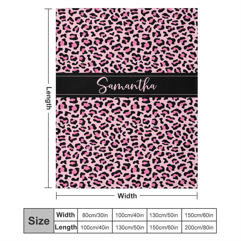 Aperturee - Custom Name Stylish Pink Leopard Pattern Blanket