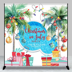 Aperturee - Custom Name Swimming Pool Christmas In July Backdrop