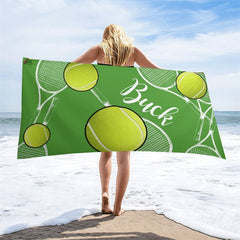 Aperturee - Custom Name Tennis Green Sport Beach Towel for Boy