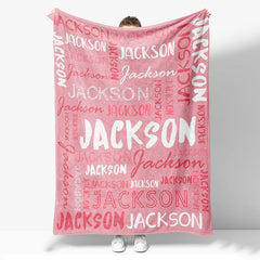 Aperturee - Custom Name Text Typeface Pink Fleece Gifts Blanket