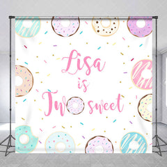 Aperturee - Custom Name Two Sweet Donuts Candy Birthday Backdrop