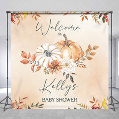 Aperturee - Custom Name Welcome To Pumpkins Baby Shower Backdrop