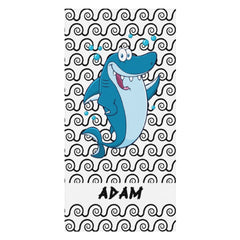 Aperturee - Custom Name White Wave Shark Boy Beach Towel