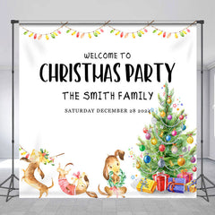 Aperturee - Custom Name Xmas Tree Family Christmas Backdrop