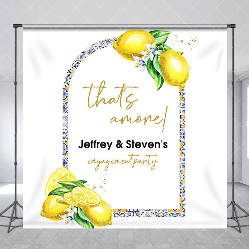 Aperturee - Custom Name Yellow Lemon Engagement Party Backdrop