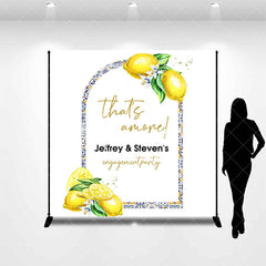 Aperturee - Custom Name Yellow Lemon Engagement Party Backdrop