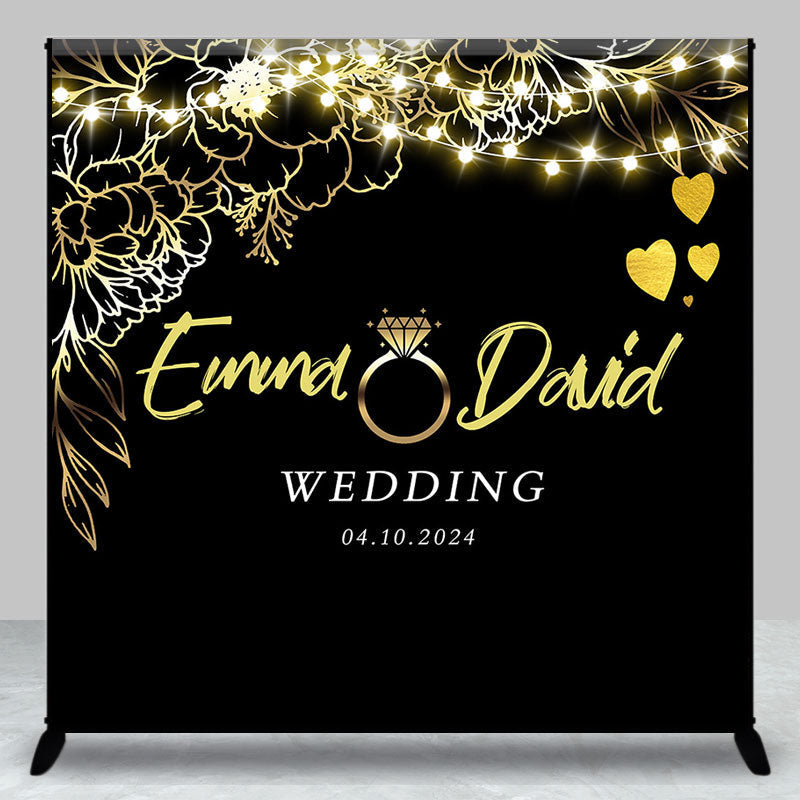 Aperturee - Custom Names Newlyweds Diamond Ring Wedding Backdrop