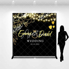 Aperturee - Custom Names Newlyweds Diamond Ring Wedding Backdrop