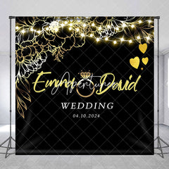 Aperturee - Custom Names Newlyweds Diamond Ring Wedding Backdrop