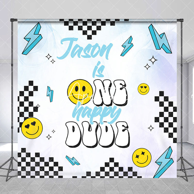 Aperturee - Custom One Happy Dude Boys Birthday Party Backdrop