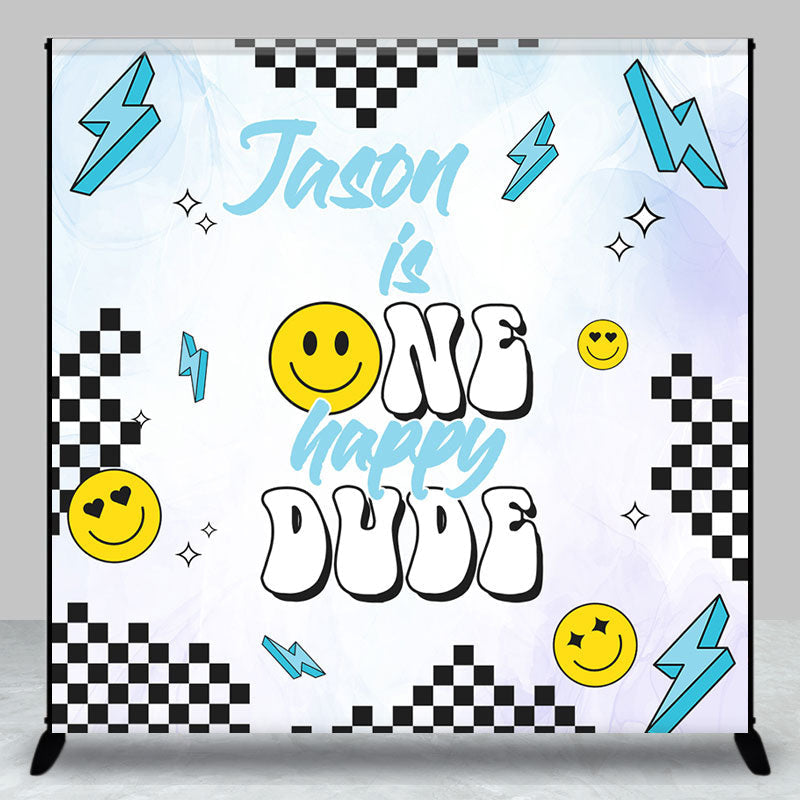 Aperturee - Custom One Happy Dude Boys Birthday Party Backdrop