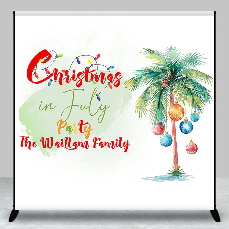 Aperturee - Custom Palm Trees Family Christmas In July Backdrop