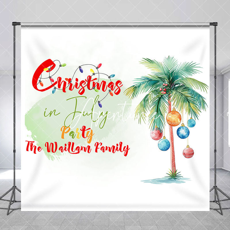 Aperturee - Custom Palm Trees Family Christmas In July Backdrop