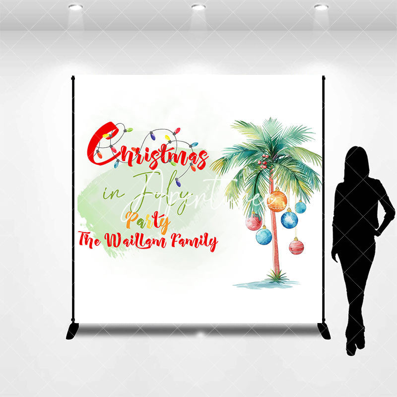 Aperturee - Custom Palm Trees Family Christmas In July Backdrop