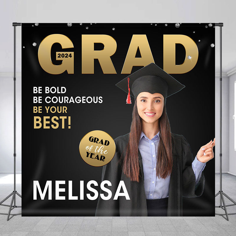 Aperturee - Custom Photo Be Your Best Black Graduation Backdrop