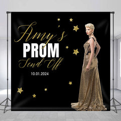 Aperturee - Custom Photo Black Gold Prom Send Off Party Backdrop