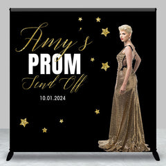 Aperturee - Custom Photo Black Gold Prom Send Off Party Backdrop