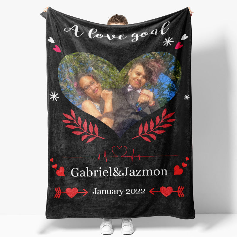 Lofaris Custom Photo Black Throw Blankets Gift for Couples