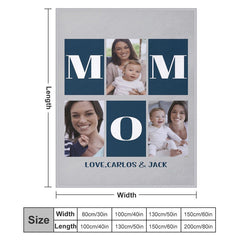 Aperturee - Custom Photo Bold Mom Letters Splice Present Blanket