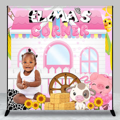 Aperturee - Custom Photo Colorful Farm Animals Birthday Backdrop