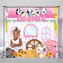 Aperturee - Custom Photo Colorful Farm Animals Birthday Backdrop