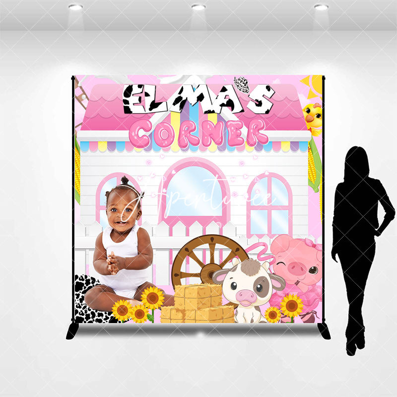 Aperturee - Custom Photo Colorful Farm Animals Birthday Backdrop