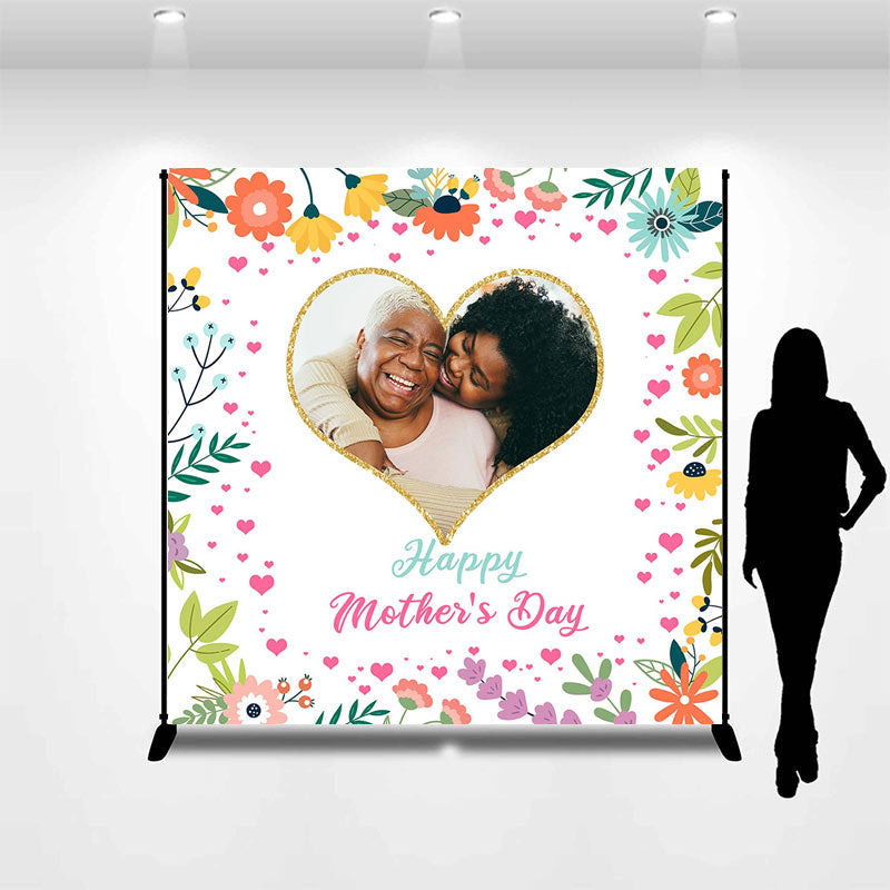 Aperturee - Custom Photo Colorful Floral Mothers Day Backdrop