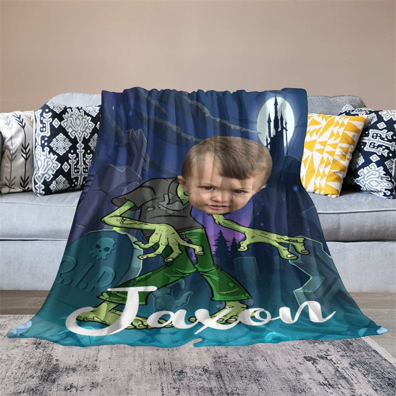 Aperturee - Custom Photo Gight Green Zombie Graveyard Blanket