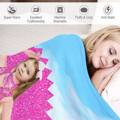 Aperturee - Custom Photo Glitter Pink Circle Blue Sky Blanket