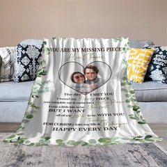 Aperturee - Custom Photo Green Plant Letter Valentines Blanket