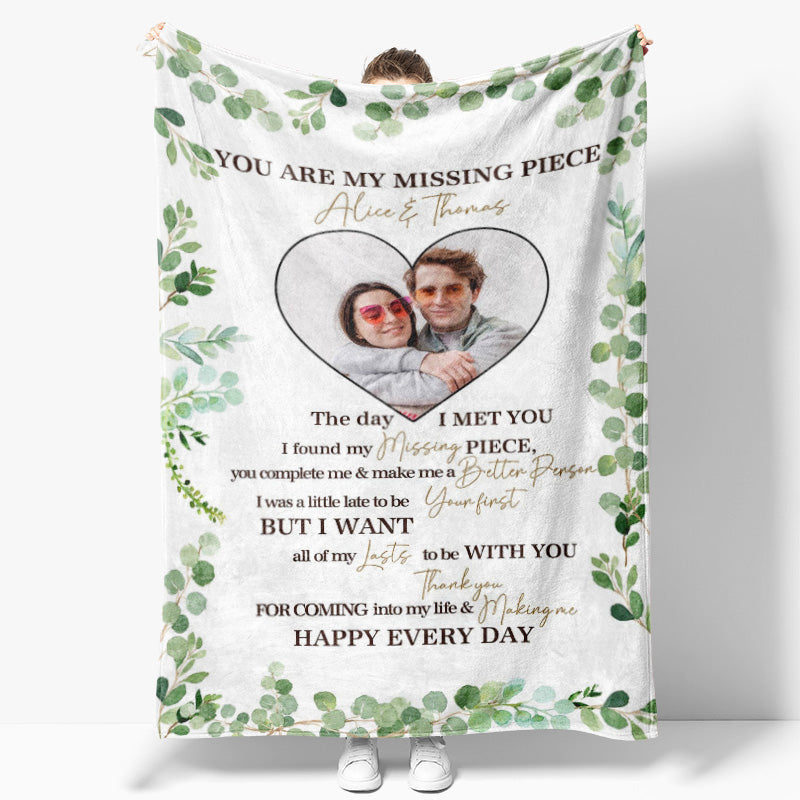 Aperturee - Custom Photo Green Plant Letter Valentines Blanket