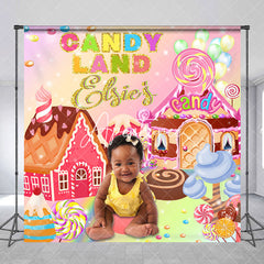 Aperturee - Custom Photo Name Gold Candyland Birthday Backdrop