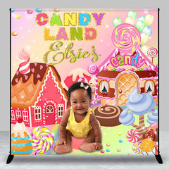 Aperturee - Custom Photo Name Gold Candyland Birthday Backdrop