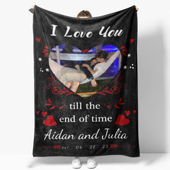 Lofaris Custom Photo Name Years Blanket for Couple Gift