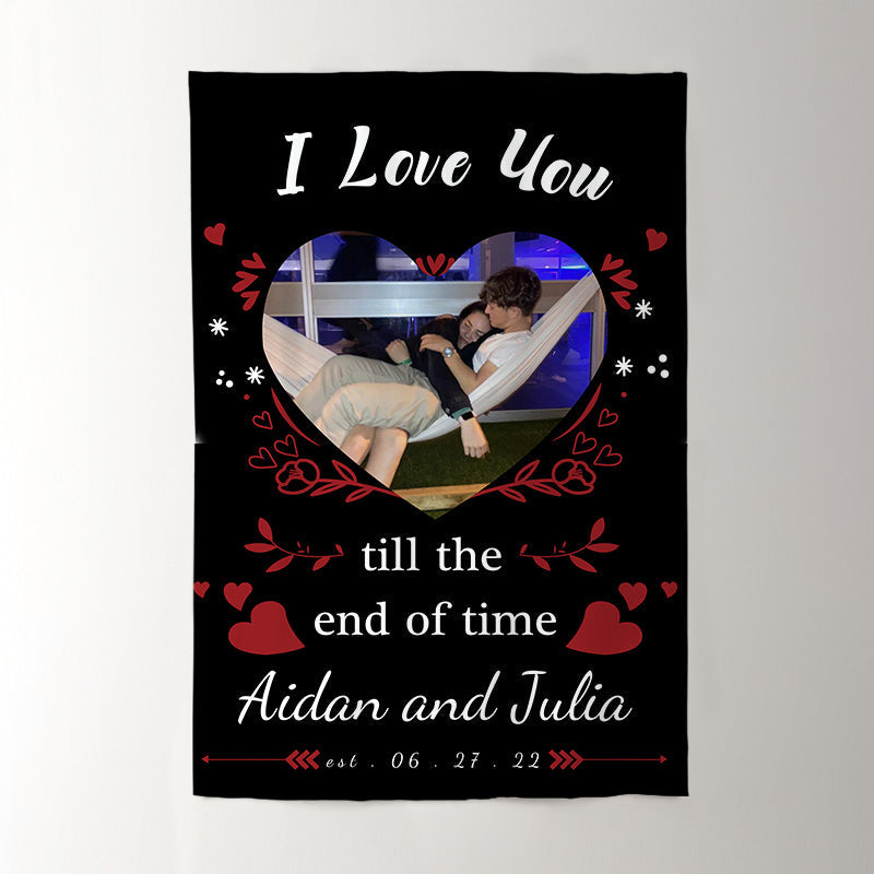 Lofaris Custom Photo Name Years Blanket for Couple Gift