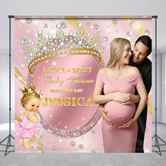 Aperturee - Custom Photo Pink Crown Girl Baby Shower Backdrop