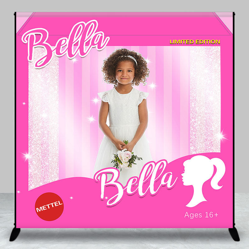 Aperturee - Custom Photo Pink Girls Sweet 16 Birthday Backdrop