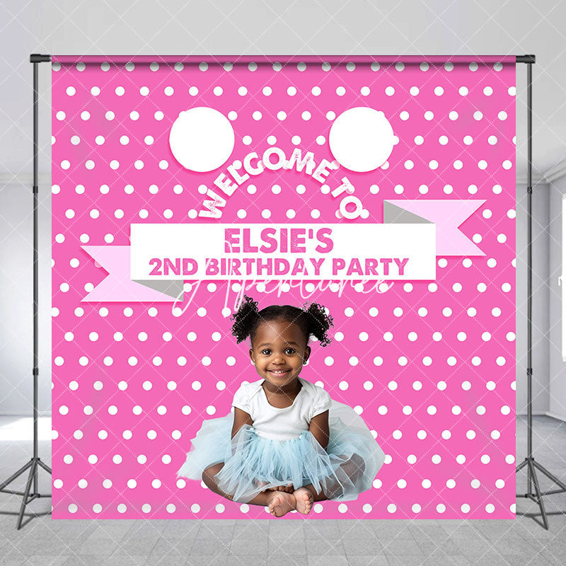 Aperturee - Custom Photo Pink White Dots 2nd Birthday Backdrop