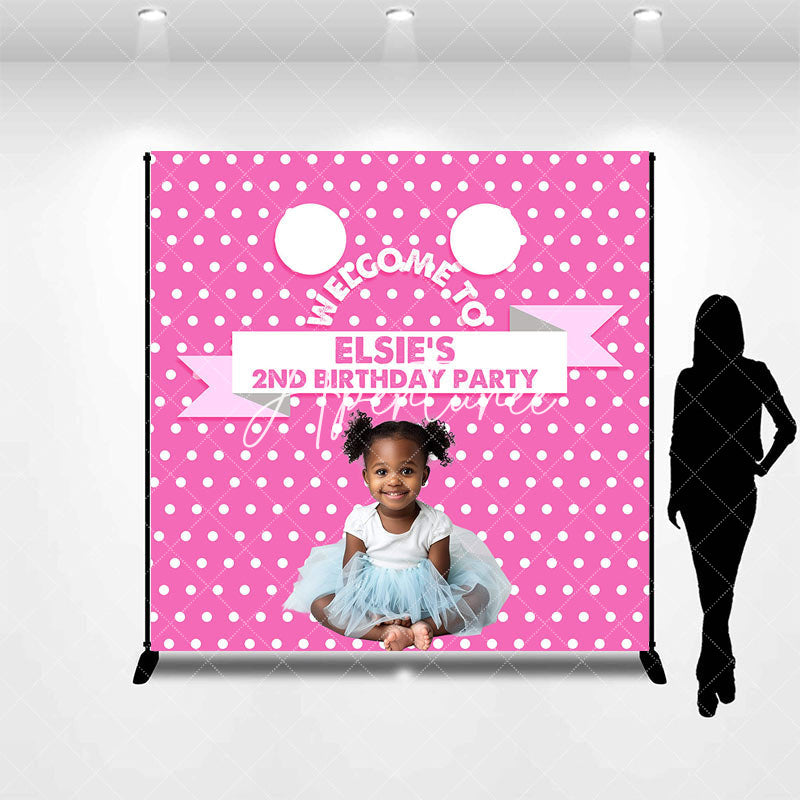 Aperturee - Custom Photo Pink White Dots 2nd Birthday Backdrop