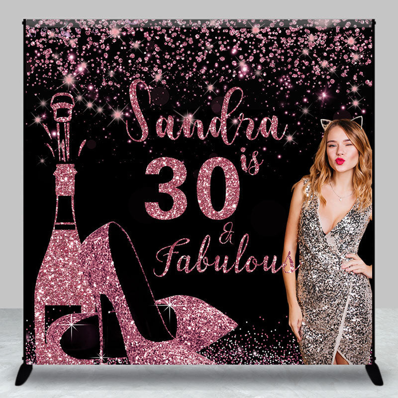 Aperturee - Custom Photo Rose Gold Black 30th Birthday Backdrop