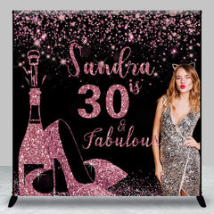 Aperturee - Custom Photo Rose Gold Black 30th Birthday Backdrop