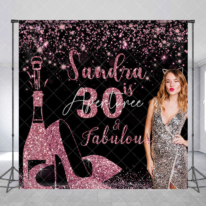 Aperturee - Custom Photo Rose Gold Black 30th Birthday Backdrop