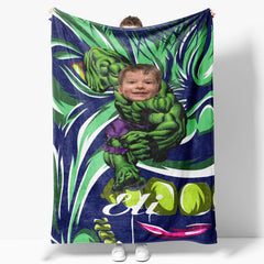 Aperturee - Custom Photo Strong Green Boor Monster Hero Blanket