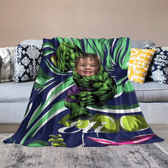 Aperturee - Custom Photo Strong Green Boor Monster Hero Blanket