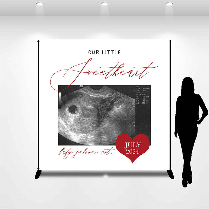 Aperturee - Custom Photo Ultrasound Sweetheart Baby Shower Backdrop